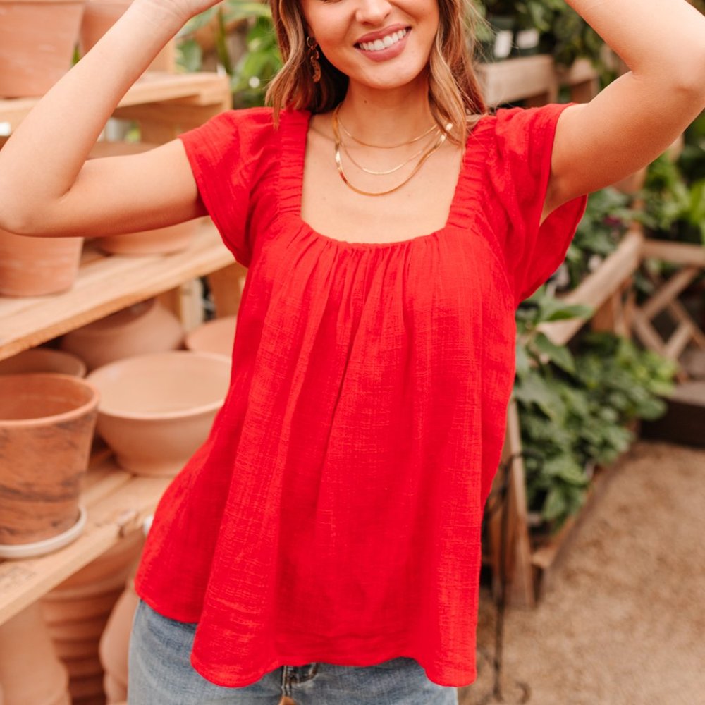 New! Red Top with Back Detail